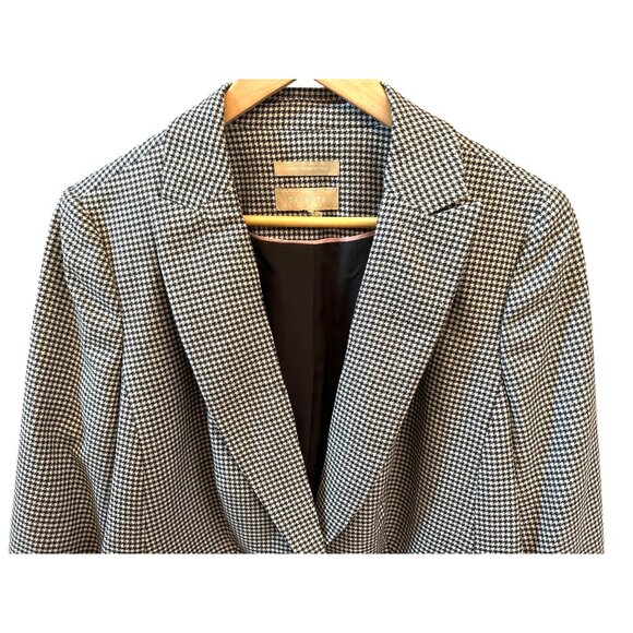 Talbots Plus Sz Black White Wool Houndstooth Blazer Single Button Preppy Classic - Picture 2 of 7